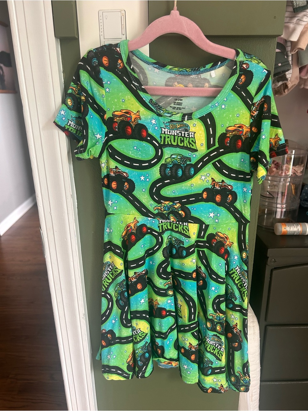Girls' Green Monster Truck Skater Dress - Monsters Trucks